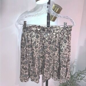 Zara mini skirt flouncy dark academia coquette small print floral button up new